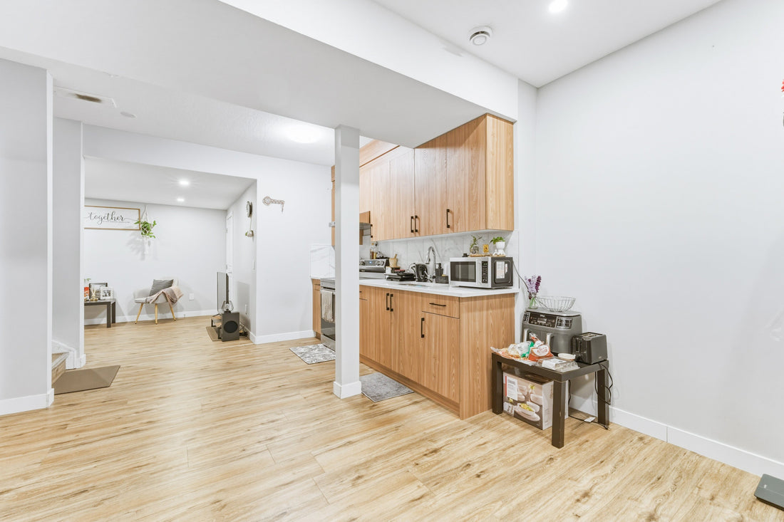 Developed living and kitchen area at 14 Belvedere Point SE in Calgary